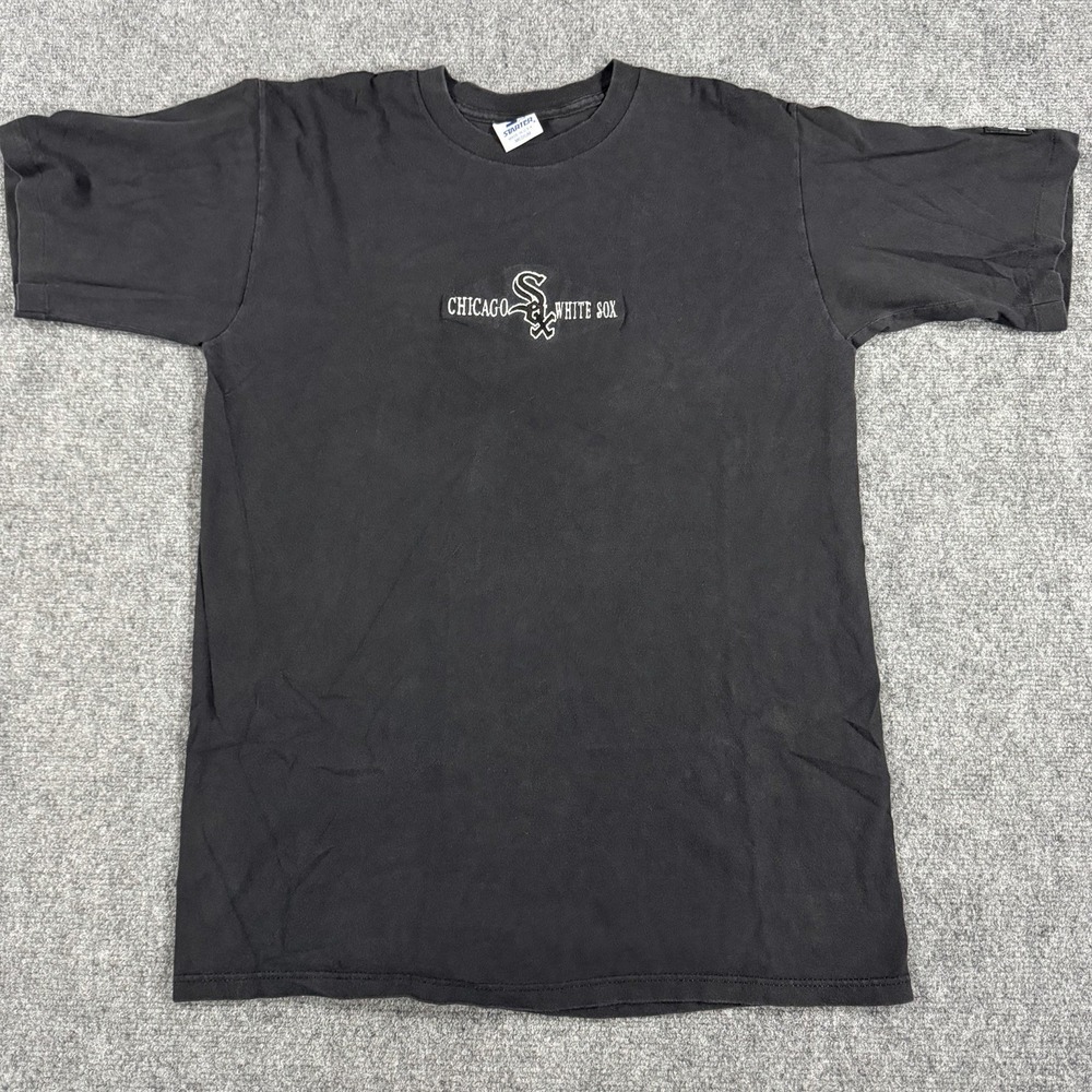 Vintage Starter Chicago White Sox T Shirt‎ Medium Black Fade Embroidered USA 90s